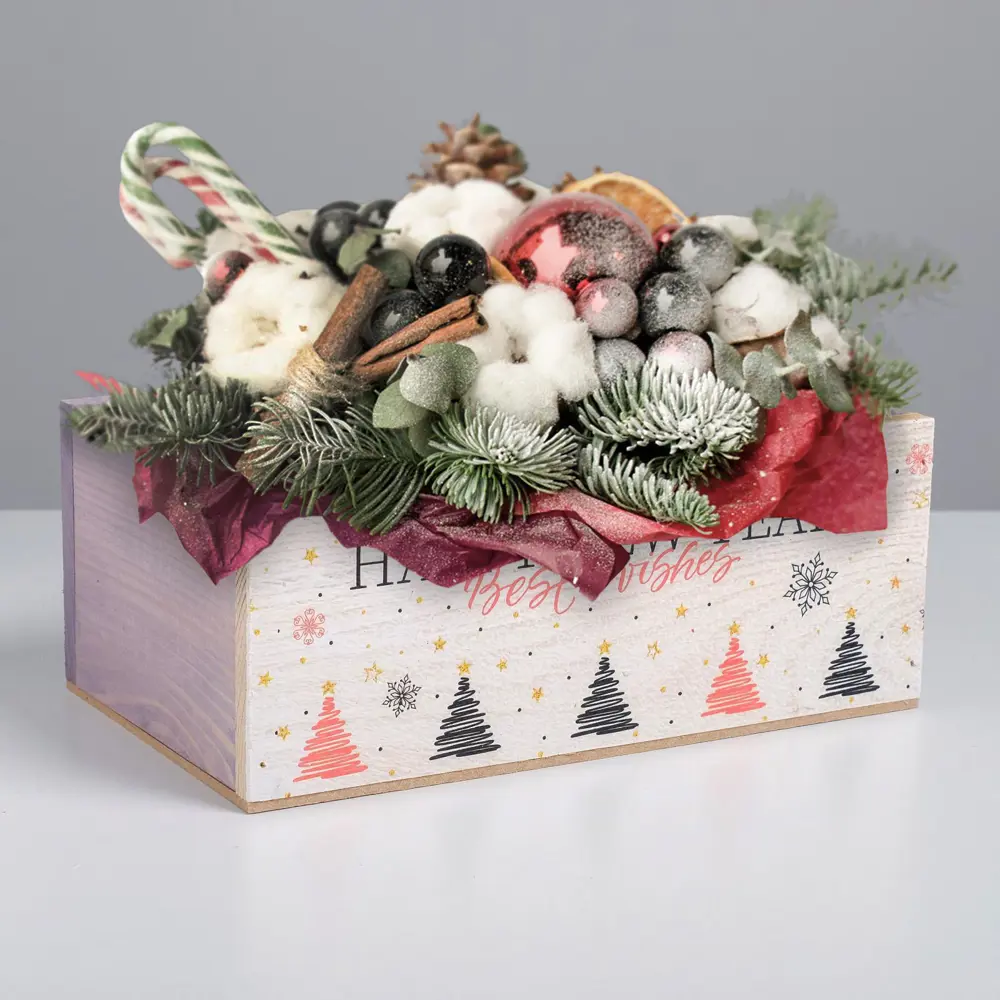 Фото Деревянный ящик без ручки «Best wishes» 24.5x14.5x9 см