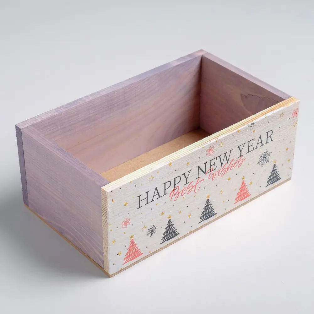 Фото 4 Деревянный ящик без ручки «Best wishes» 24.5x14.5x9 см