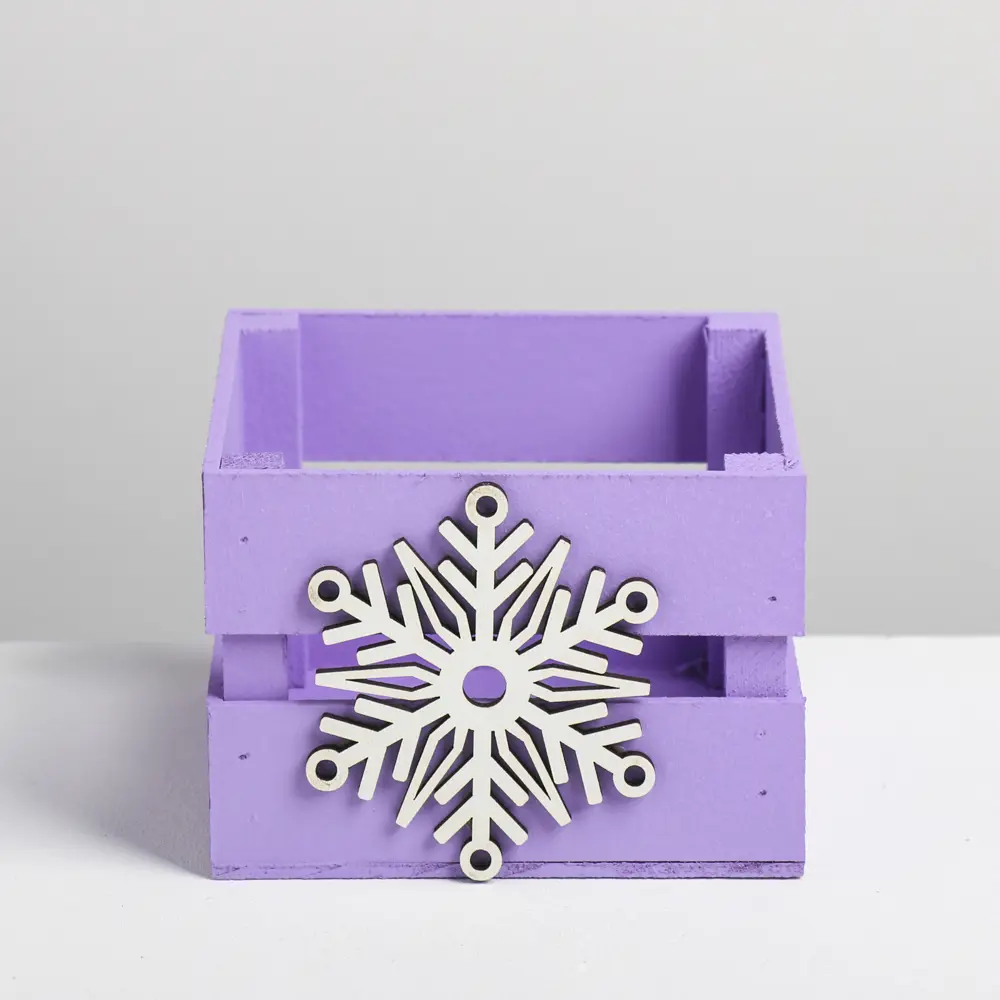 Фото 3 Деревянный ящик реечный «Снежинка» 13x13x9 см Фото 3 Деревянный ящик реечный «Снежинка» 13x13x9 см