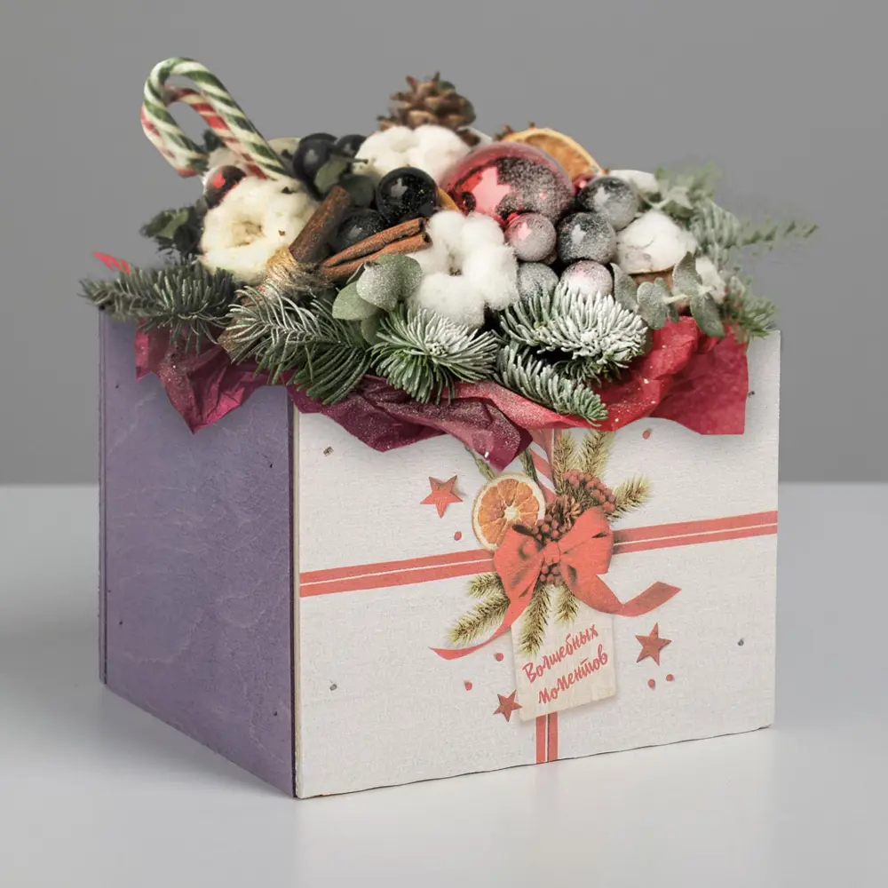 Фото Кашпо деревянное "Волшебных моментов" без ручки 12.5x10.5x9.5 см