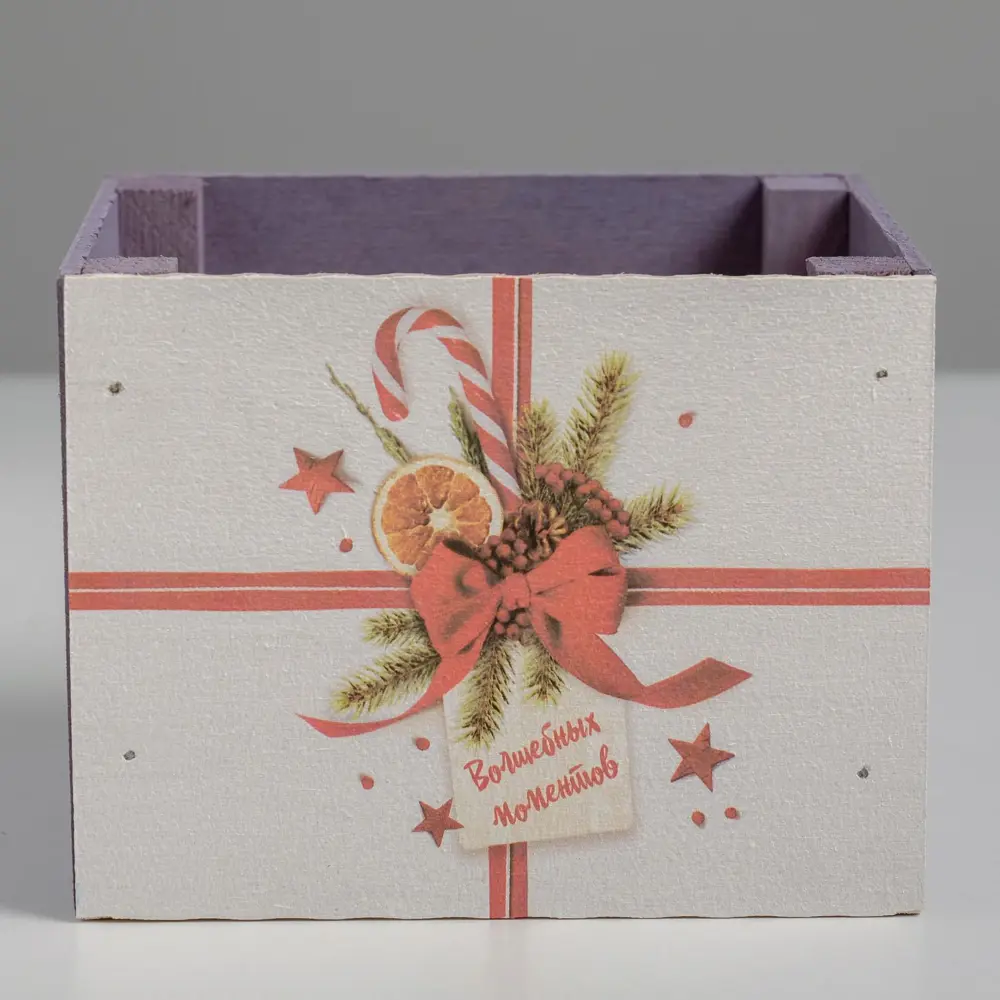 Фото 4 Кашпо деревянное "Волшебных моментов" без ручки 12.5x10.5x9.5 см