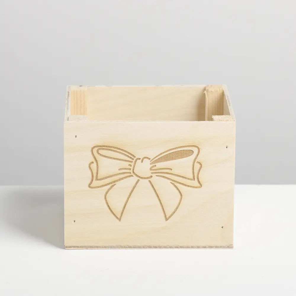 Фото 3 Кашпо деревянное «Бант» без ручки 12.5x10.5x9.5 см