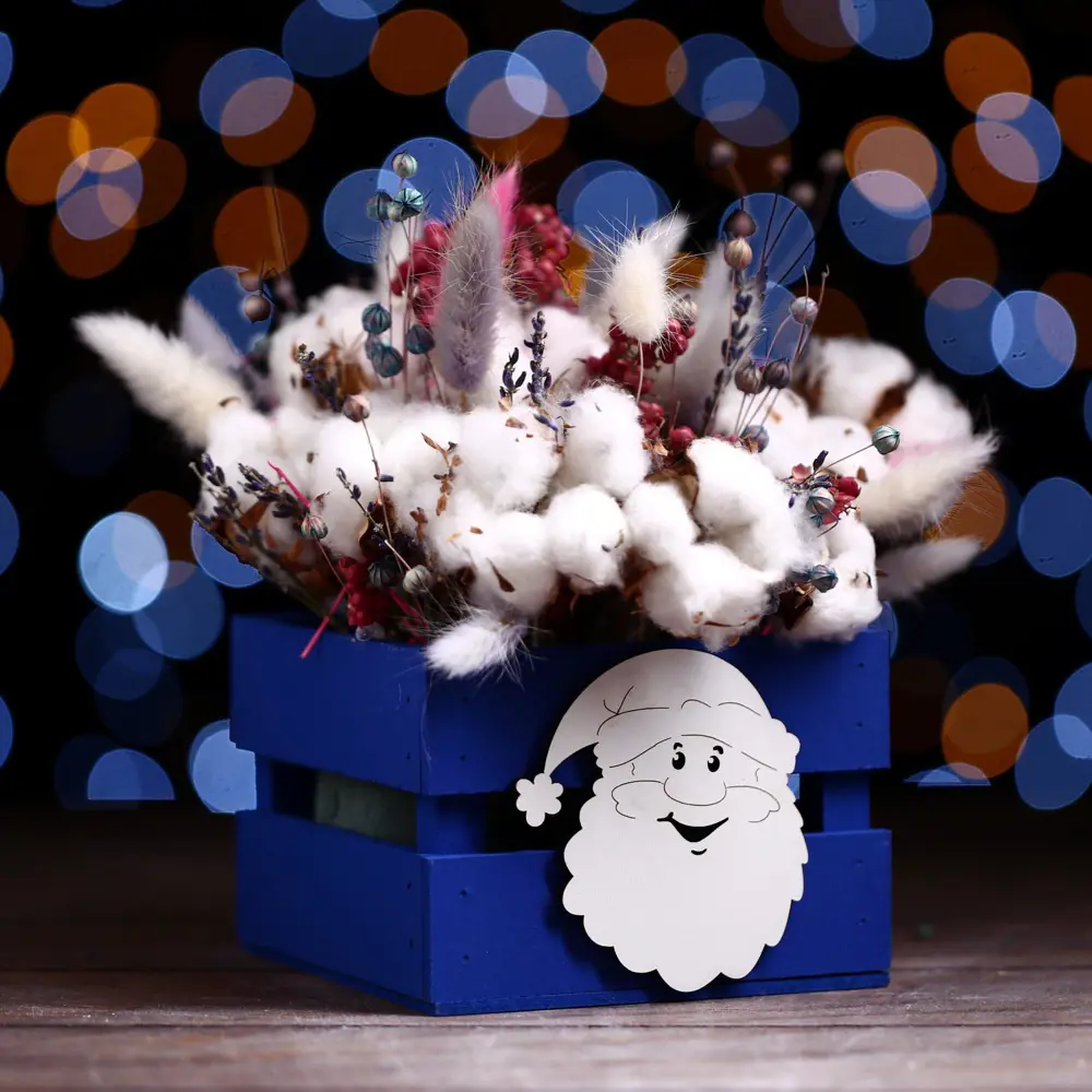 Фото Кашпо деревянное «Дед мороз» синий 13x13x9 см Фото Кашпо деревянное «Дед мороз» синий 13x13x9 см