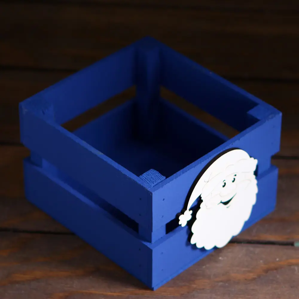 Фото 3 Кашпо деревянное «Дед мороз» синий 13x13x9 см Фото 3 Кашпо деревянное «Дед мороз» синий 13x13x9 см