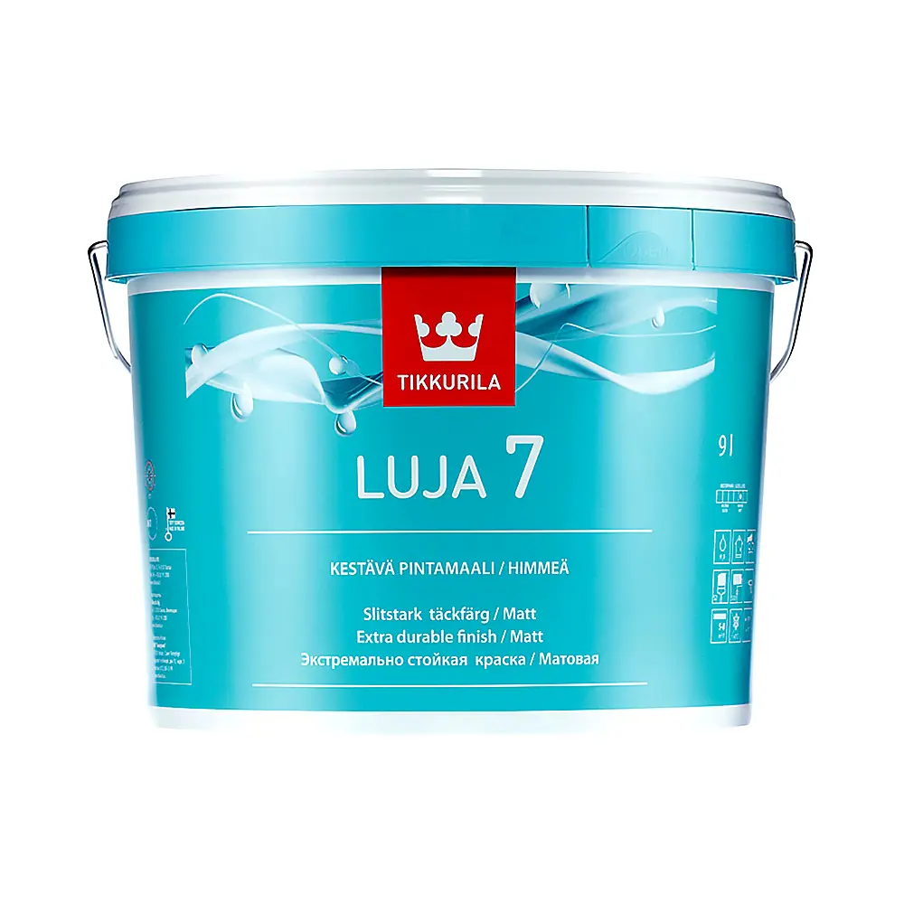 Фото Краска для внутренних работ Tikkurila Luja 7 износостойкая моющаяся цвет белый 9 л база A Фото Краска для внутренних работ Tikkurila Luja 7 износостойкая моющаяся цвет белый 9 л база A