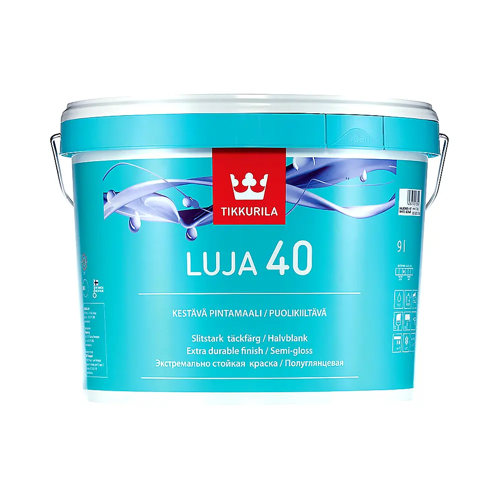 Фото Краска для внутренних работ Tikkurila Luja 40 износостойкая моющаяся цвет белый 9 л база A Фото Краска для внутренних работ Tikkurila Luja 40 износостойкая моющаяся цвет белый 9 л база A