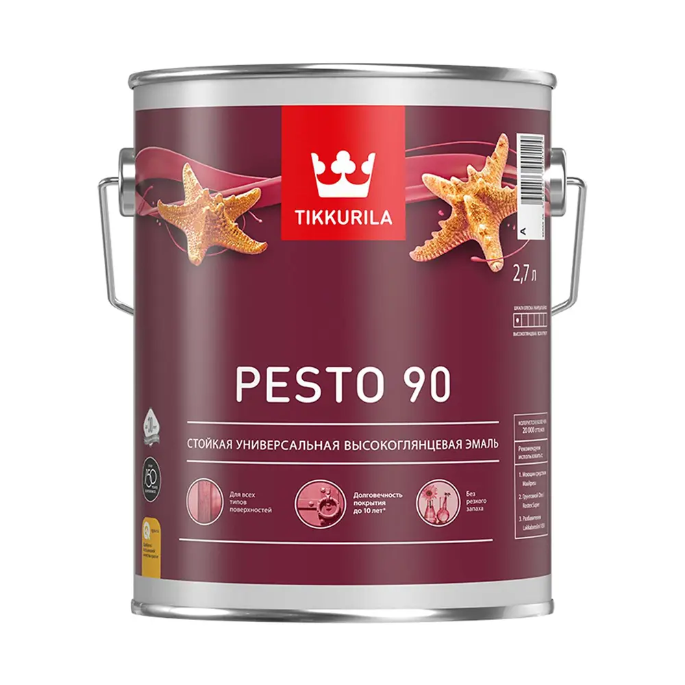 Фото Эмаль TIKKURILA Pesto 90 цвет белый 2.7 л Фото Эмаль TIKKURILA Pesto 90 цвет белый 2.7 л