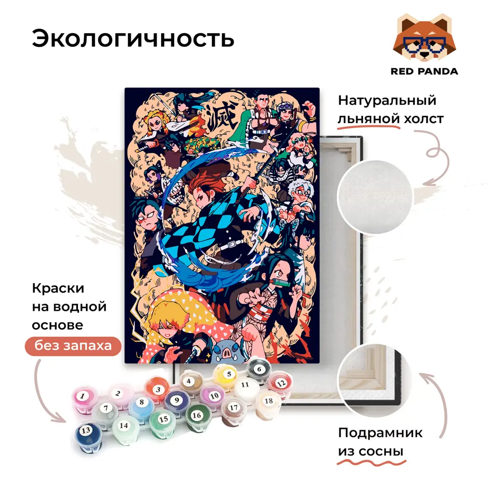 Фото 3 Картина по номерам Red panda Истребитель Демонов Комикс 30x40 см Фото 3 Картина по номерам Red panda Истребитель Демонов Комикс 30x40 см