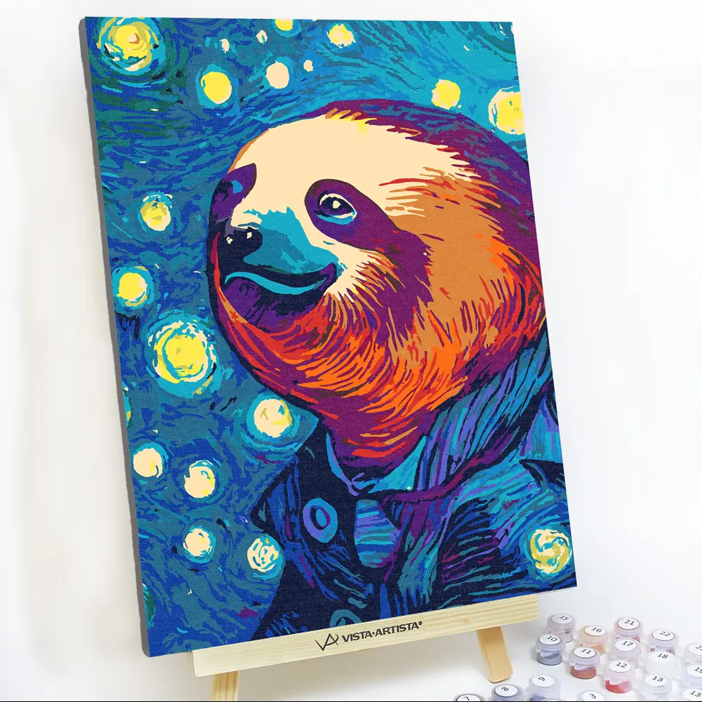 Фото 8 Картина по номерам Red panda Ленивец в стиле Ван Гога 30x40 см Фото 8 Картина по номерам Red panda Ленивец в стиле Ван Гога 30x40 см