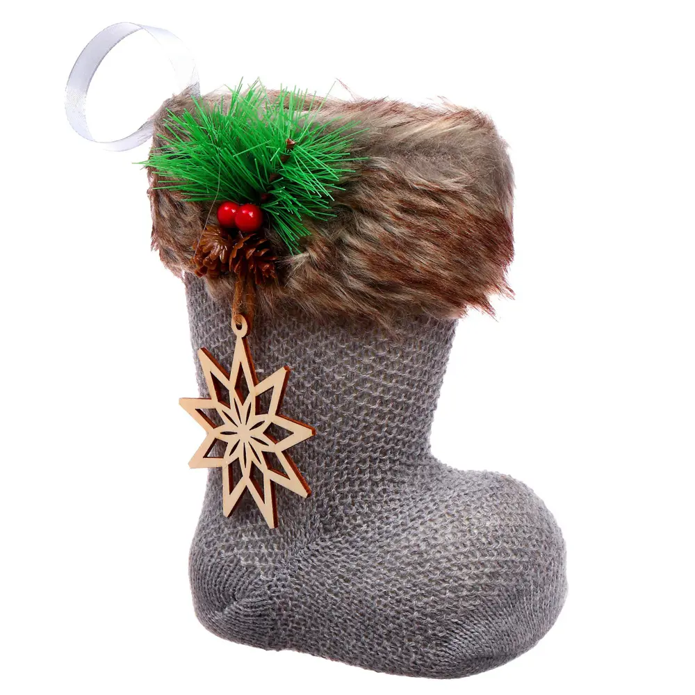 Фото Конфетница Страна Карнавалия 7642272 Сапожок с деревянным элементом серый Фото Конфетница Страна Карнавалия 7642272 Сапожок с деревянным элементом серый