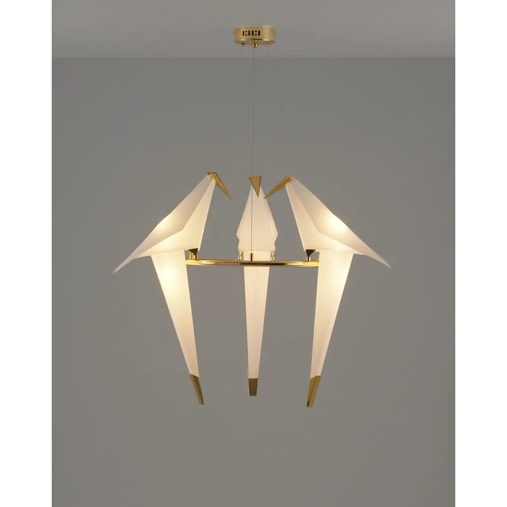 Фото 3 Светильник подвесной светодиодный MODERLI Birds V3071-3PL 15 м² теплый белый свет цвет золото Фото 3 Светильник подвесной светодиодный MODERLI Birds V3071-3PL 15 м² теплый белый свет цвет золото