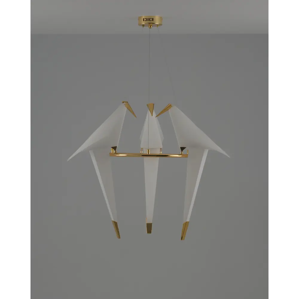 Фото 4 Светильник подвесной светодиодный MODERLI Birds V3071-3PL 15 м² теплый белый свет цвет золото Фото 4 Светильник подвесной светодиодный MODERLI Birds V3071-3PL 15 м² теплый белый свет цвет золото