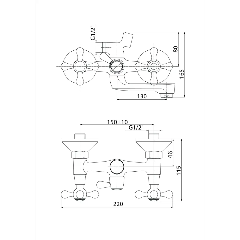 Фото 2 Смеситель для ванны Konner Element Cross ELC2510 6088167 двухвентильный с душевой лейкой цвет хром Фото 2 Смеситель для ванны Konner Element Cross ELC2510 6088167 двухвентильный с душевой лейкой цвет хром