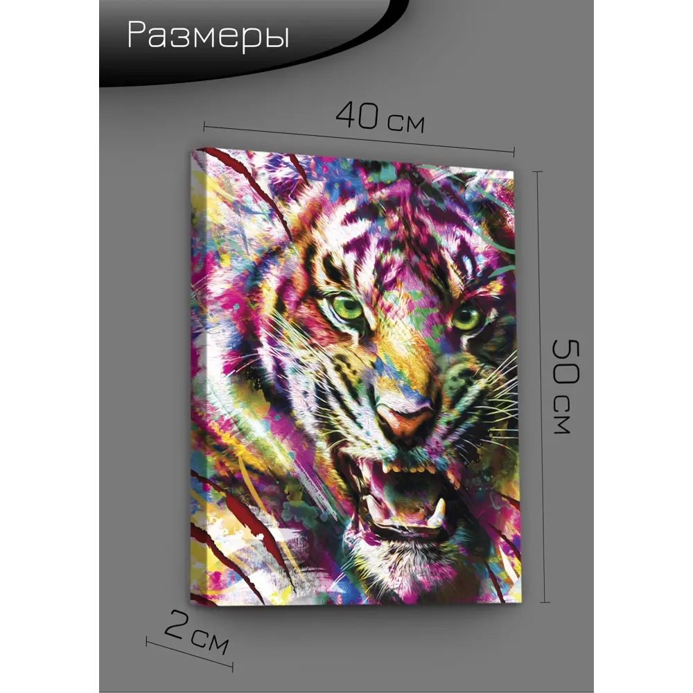 Фото 8 Картина на холсте Тигриная красота 40x50 см