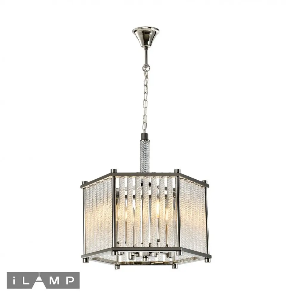 Фото Люстра подвесная ILAMP P9509-4 NIC 4 лампы 8 м² цвет золото Фото Люстра подвесная ILAMP P9509-4 NIC 4 лампы 8 м² цвет золото