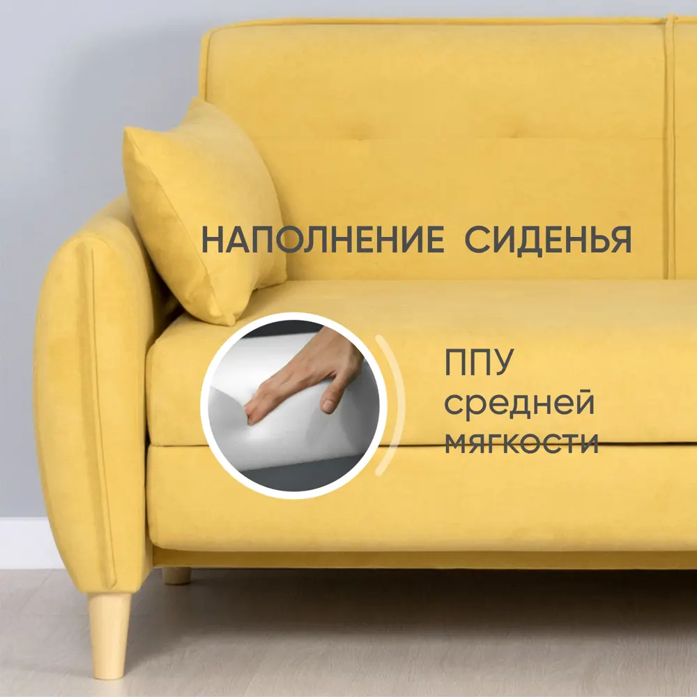 Фото 8 Диван прямой Нижегородмебель И К Ханна 170x82x89 см пенополиуретан цвет горчичный Фото 8 Диван прямой Нижегородмебель И К Ханна 170x82x89 см пенополиуретан цвет горчичный