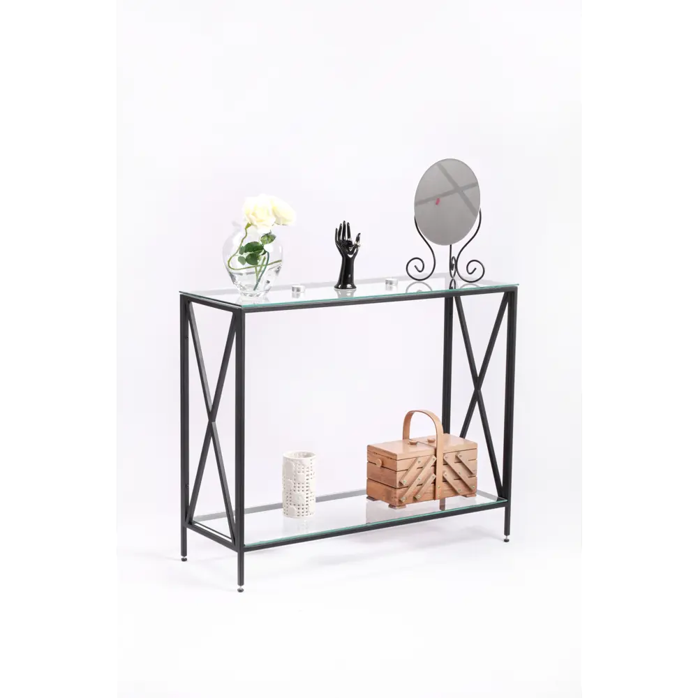 Фото 3 Консоль напольная Allconsoles 1031-CB clear 100x80x35 см сталь цвет черный Фото 3 Консоль напольная Allconsoles 1031-CB clear 100x80x35 см сталь цвет черный