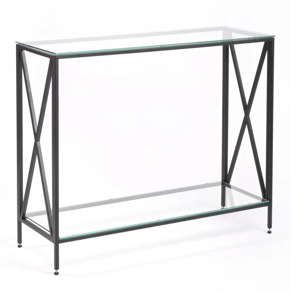Фото Консоль напольная Allconsoles 1031-CB clear 100x80x35 см сталь цвет черный Фото Консоль напольная Allconsoles 1031-CB clear 100x80x35 см сталь цвет черный