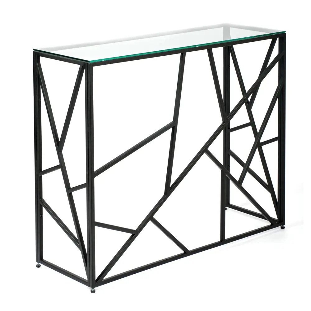 Фото Консоль напольная Allconsoles 1051-CB clear 100x80x35 см сталь цвет черный Фото Консоль напольная Allconsoles 1051-CB clear 100x80x35 см сталь цвет черный