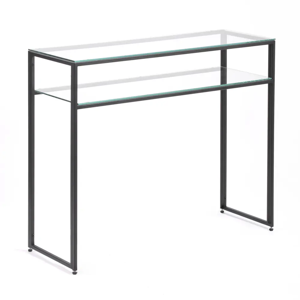 Фото Консоль напольная Allconsoles 1041-CB clear 100x80x35 см сталь цвет черный Фото Консоль напольная Allconsoles 1041-CB clear 100x80x35 см сталь цвет черный
