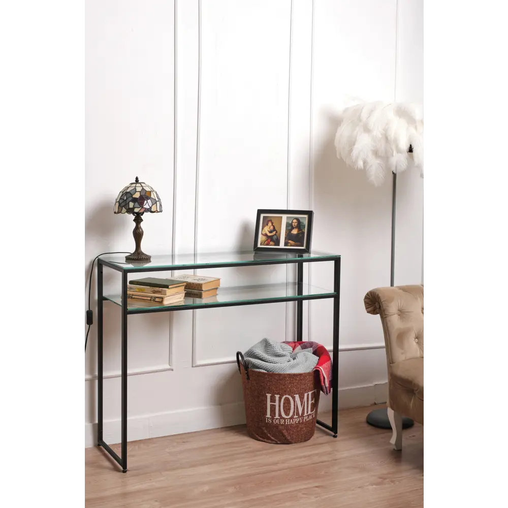 Фото 2 Консоль напольная Allconsoles 1041-CB clear 100x80x35 см сталь цвет черный Фото 2 Консоль напольная Allconsoles 1041-CB clear 100x80x35 см сталь цвет черный