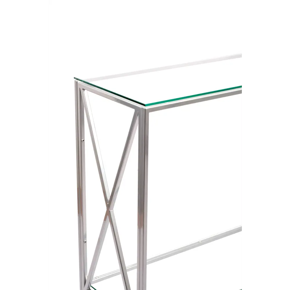 Фото 2 Консоль напольная Allconsoles 1033-CS clear 80x80x35 см сталь цвет серебряный Фото 2 Консоль напольная Allconsoles 1033-CS clear 80x80x35 см сталь цвет серебряный