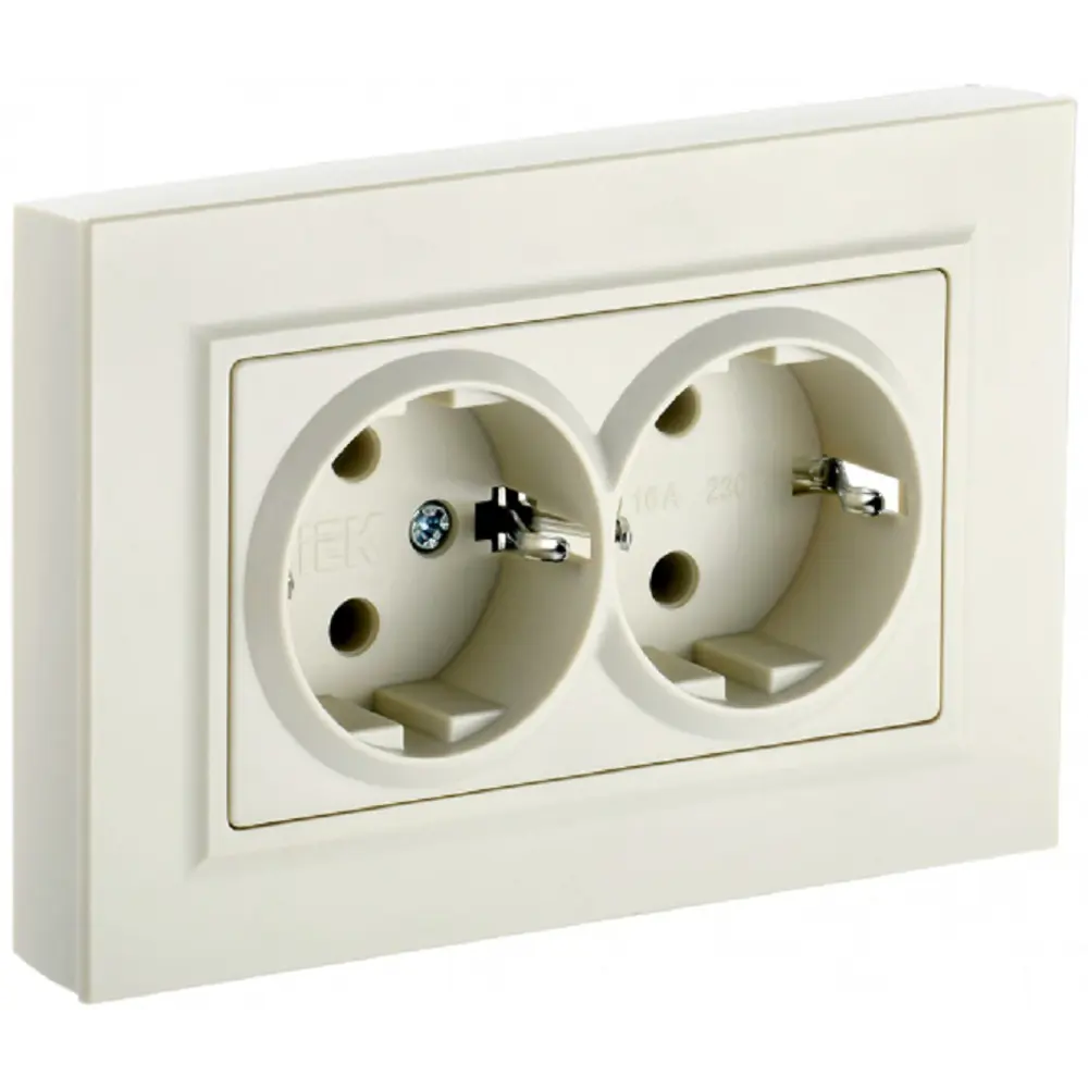 Фото Розетка двойная встраиваемая Iek Brite BR-R24-16-K10-F с заземлением цвет бежевый Фото Розетка двойная встраиваемая Iek Brite BR-R24-16-K10-F с заземлением цвет бежевый