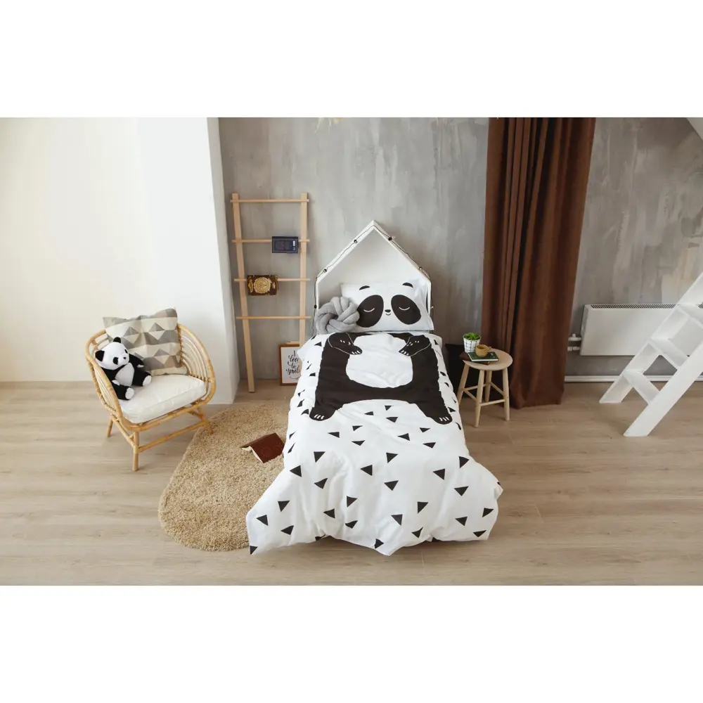 Фото 6 Комплект постельного белья Этель полутораспальный бязь Панда белый