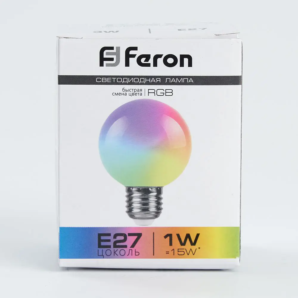 Фото 3 Лампа светодиодная Feron E27 LB-37 220 В 1 Вт шар регулируемый цвет света RGB Фото 3 Лампа светодиодная Feron E27 LB-37 220 В 1 Вт шар регулируемый цвет света RGB