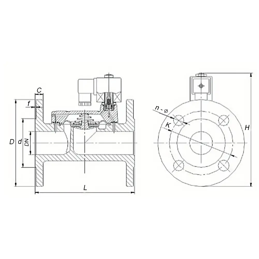 Фото 2 Клапан электромагнитный соленоидный двухходовой Dn.ru 2" 10 бар фланцевый нержавеющая сталь D130-00948 Фото 2 Клапан электромагнитный соленоидный двухходовой Dn.ru 2" 10 бар фланцевый нержавеющая сталь D130-00948