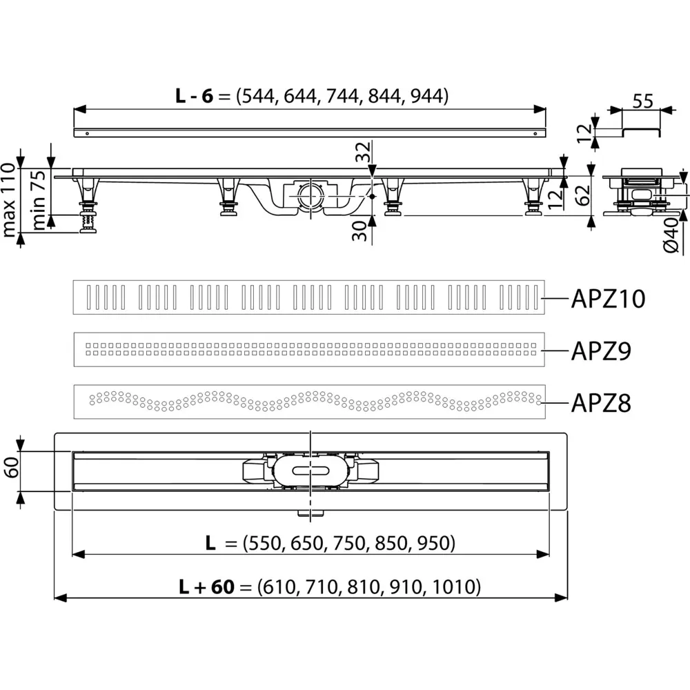 Фото 2 Трап для душа Alcaplast APZ10 Simple 950M мокрый затвор 120x1010 мм полипропилен Фото 2 Трап для душа Alcaplast APZ10 Simple 950M мокрый затвор 120x1010 мм полипропилен