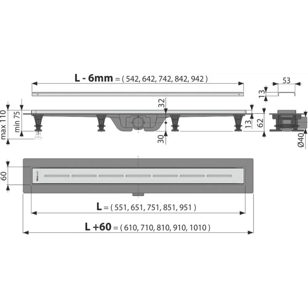 Фото 2 Трап для душа Alcaplast APZ18 мокрый затвор 120x710 мм полипропилен Фото 2 Трап для душа Alcaplast APZ18 мокрый затвор 120x710 мм полипропилен