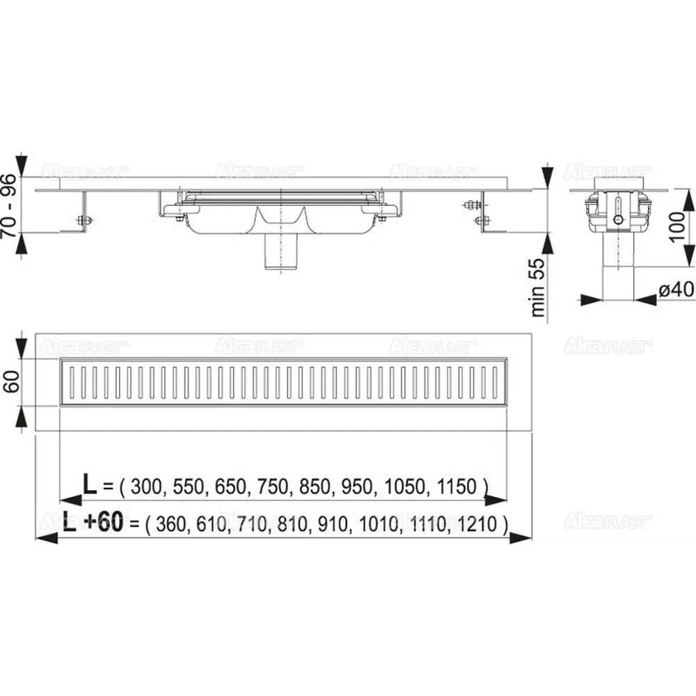 Фото 2 Трап для душа Alcaplast APZ1101 550 Low мокрый затвор 120x610 мм полипропилен Фото 2 Трап для душа Alcaplast APZ1101 550 Low мокрый затвор 120x610 мм полипропилен