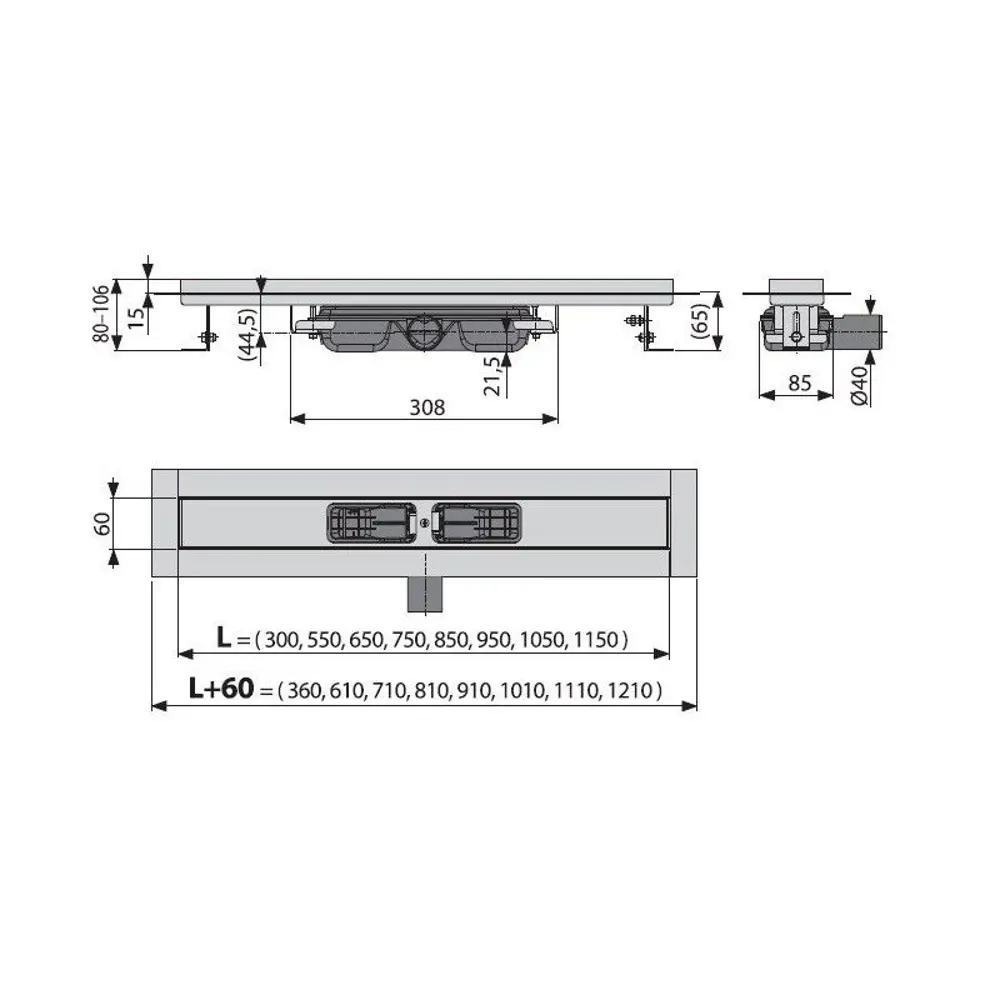 Фото 2 Трап для душа Alcaplast APZ106 550 Professional Low мокрый затвор 120x610 мм полипропилен Фото 2 Трап для душа Alcaplast APZ106 550 Professional Low мокрый затвор 120x610 мм полипропилен