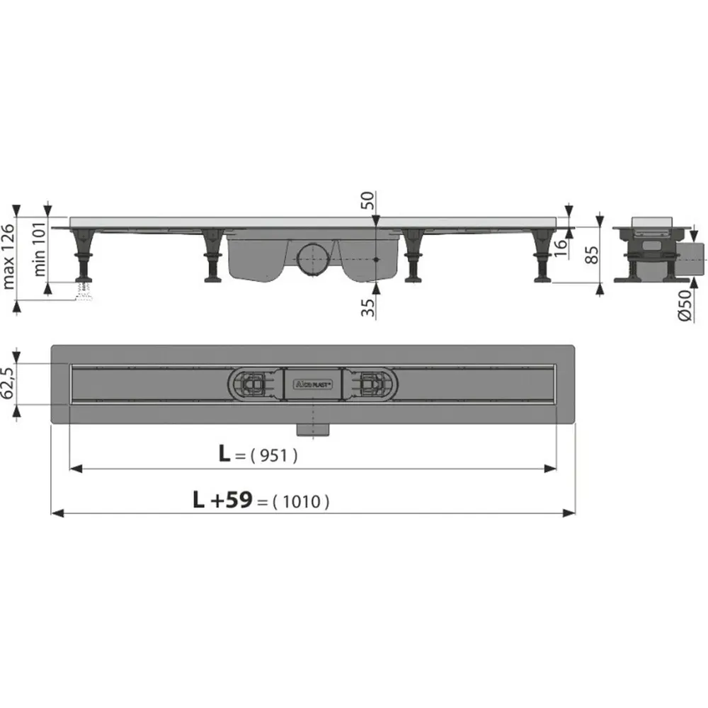 Фото 2 Трап для душа Alcaplast APZ22 Optimal 95 мм мокрый затвор 121x1010 мм полипропилен Фото 2 Трап для душа Alcaplast APZ22 Optimal 95 мм мокрый затвор 121x1010 мм полипропилен