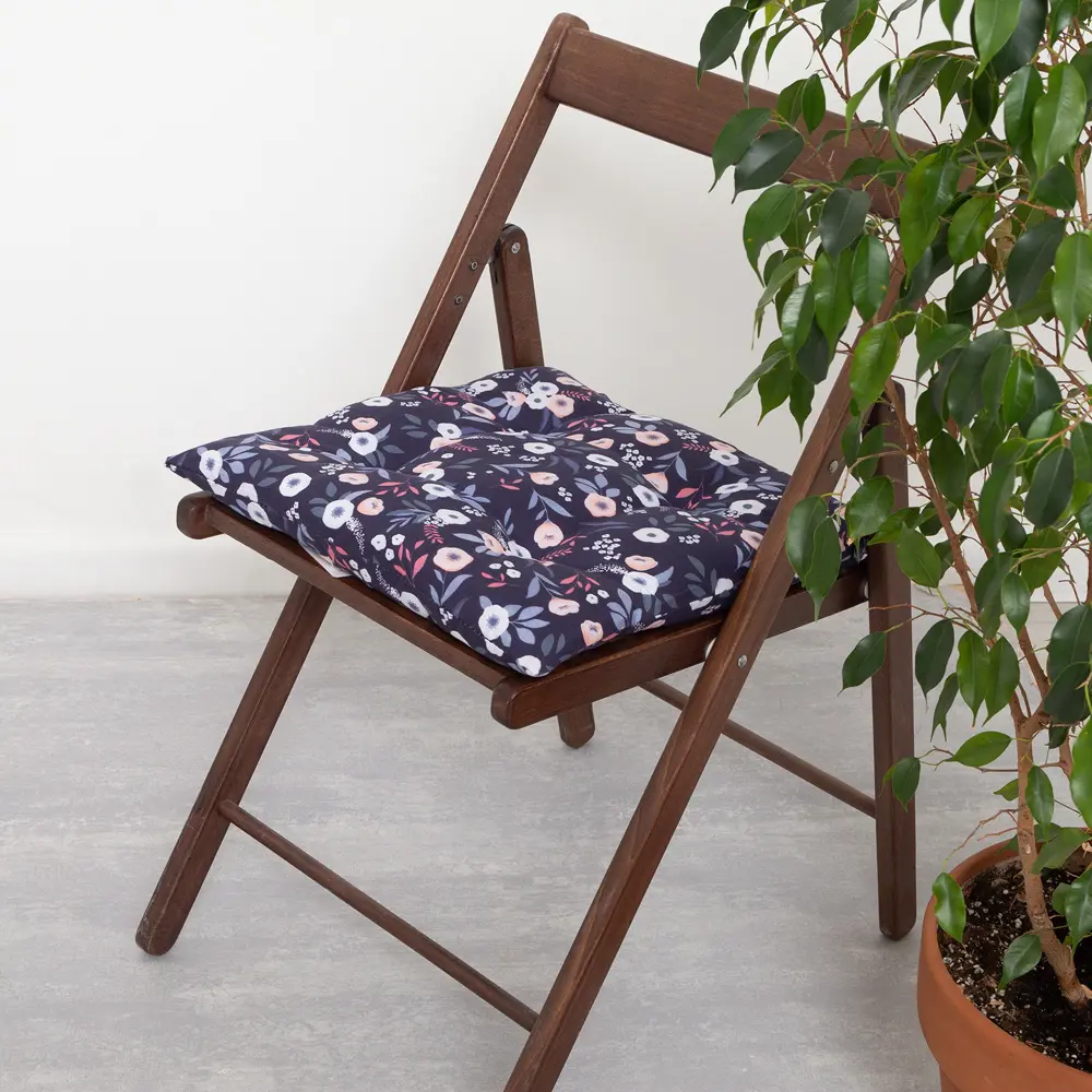 Фото Подушка для стула Этель 7810966, 40x40 см, цвет синий