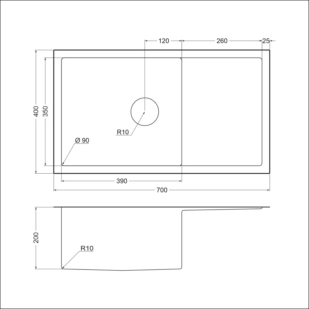 Фото 2 Врезная мойка Emar Pvd 70x39x20 см сталь цвет черный Фото 2 Врезная мойка Emar Pvd 70x39x20 см сталь цвет черный