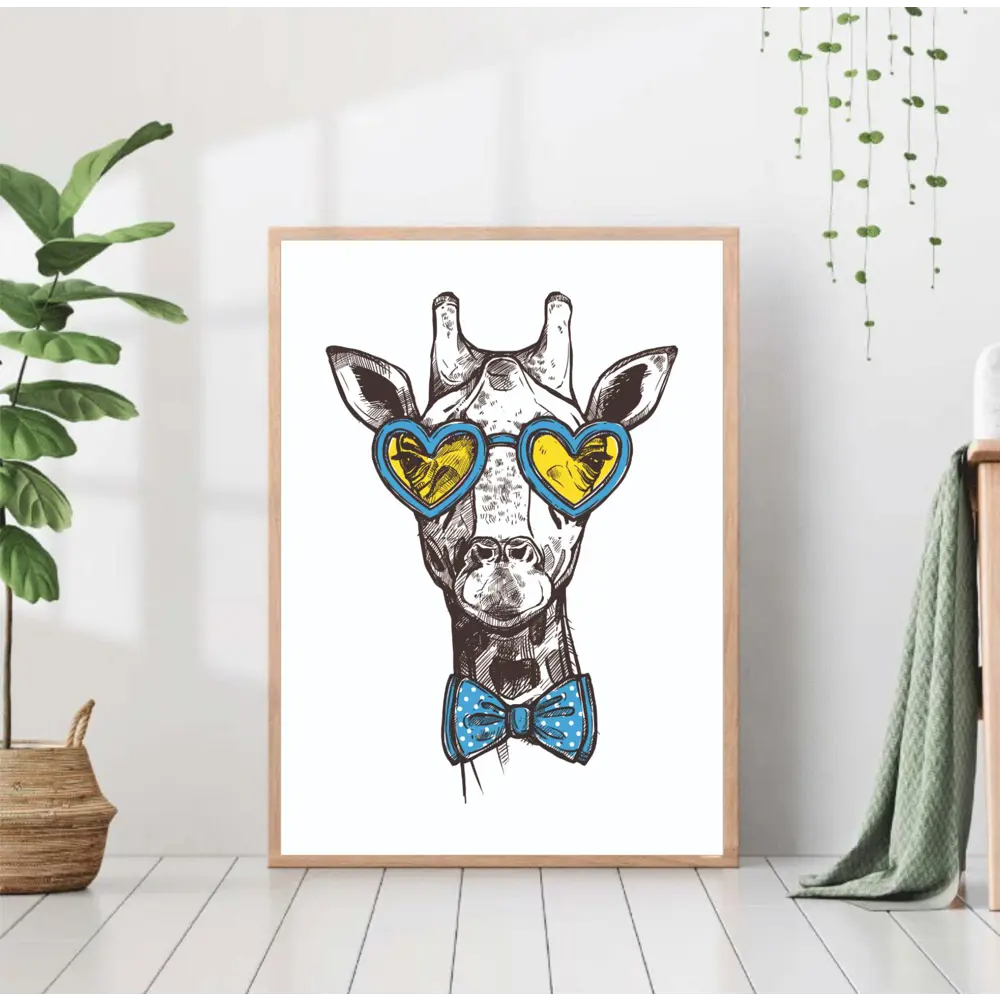 Фото Постер 28 картин "Жираф в очках голубой" 70x50 см без рамы Фото Постер 28 картин "Жираф в очках голубой" 70x50 см без рамы