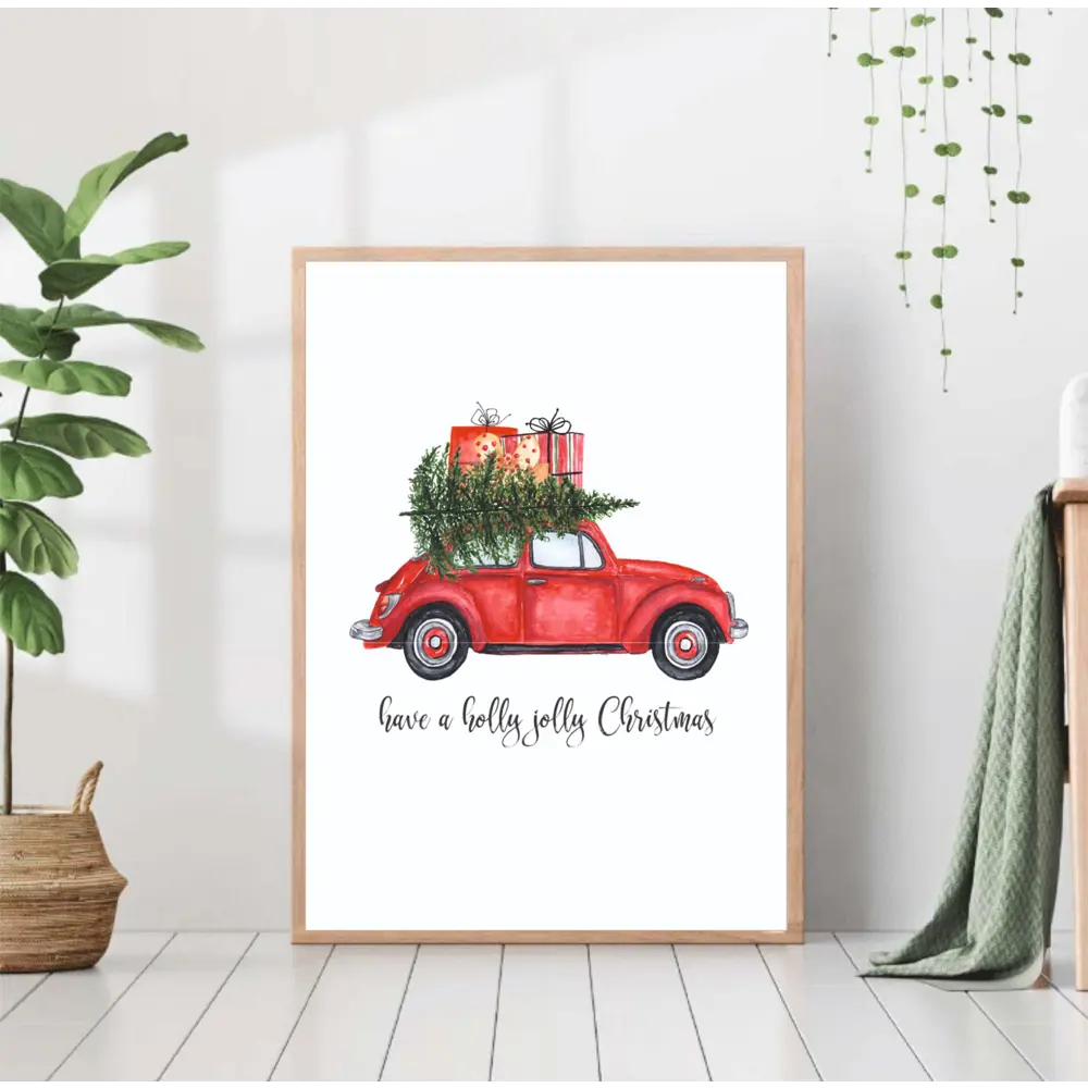 Фото Постер 28 картин "Красная машина с елкой" 70x50 см без рамы