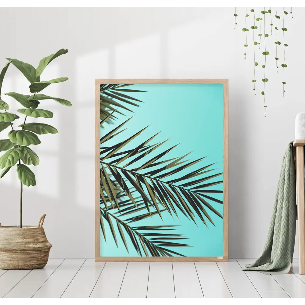 Фото Постер 28 картин "Ветки пальмы на фоне голубого неба" 50x40 см без рамы Фото Постер 28 картин "Ветки пальмы на фоне голубого неба" 50x40 см без рамы