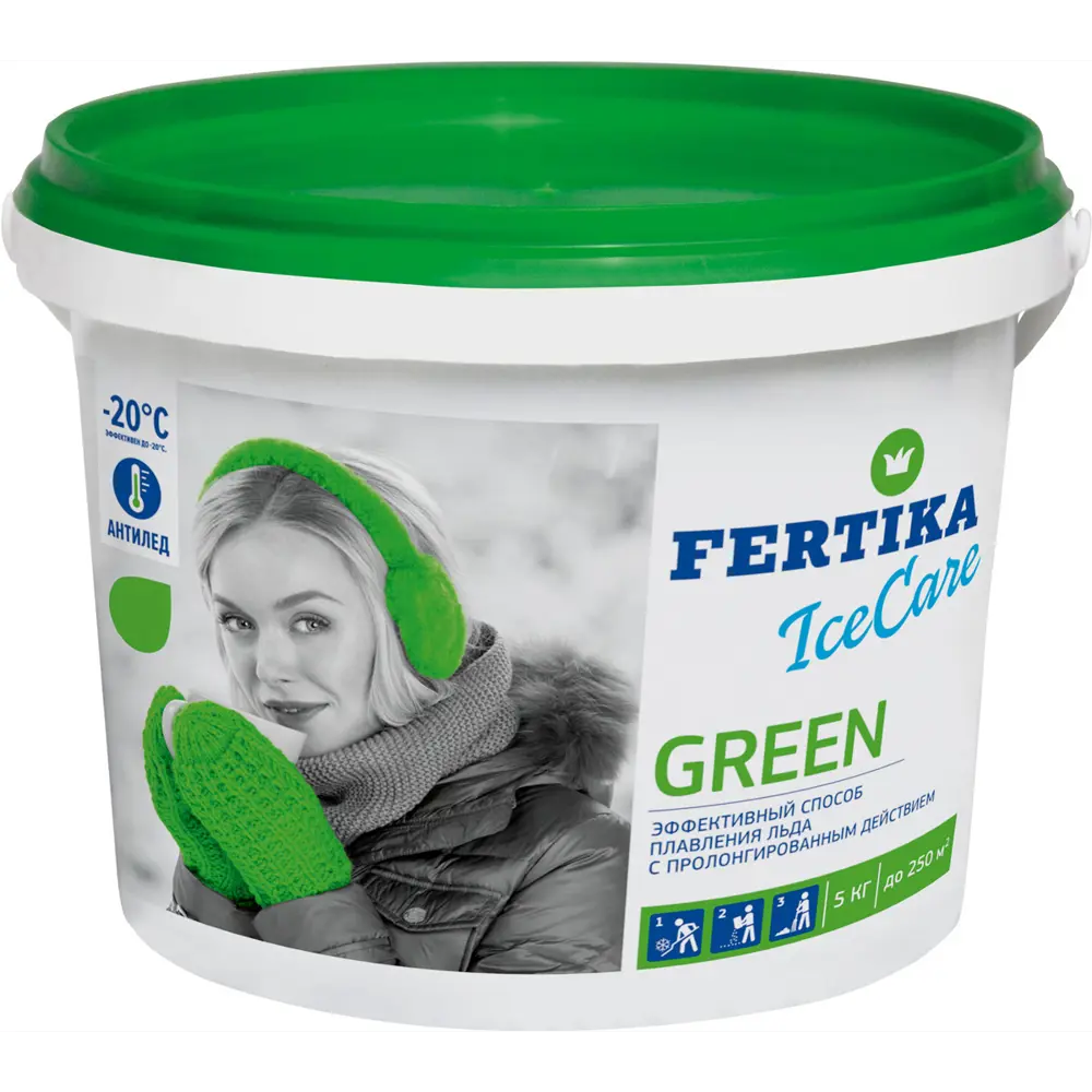 Фото Противогололёдное средство Фертика Ice Care Green 5 кг Фото Противогололёдное средство Фертика Ice Care Green 5 кг