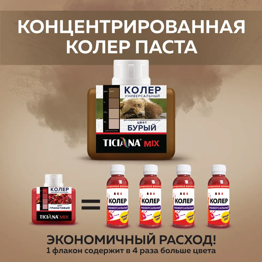 Фото Колеровочная паста TICIANA 4300003622 0.08 л цвет бурый Фото Колеровочная паста TICIANA 4300003622 0.08 л цвет бурый