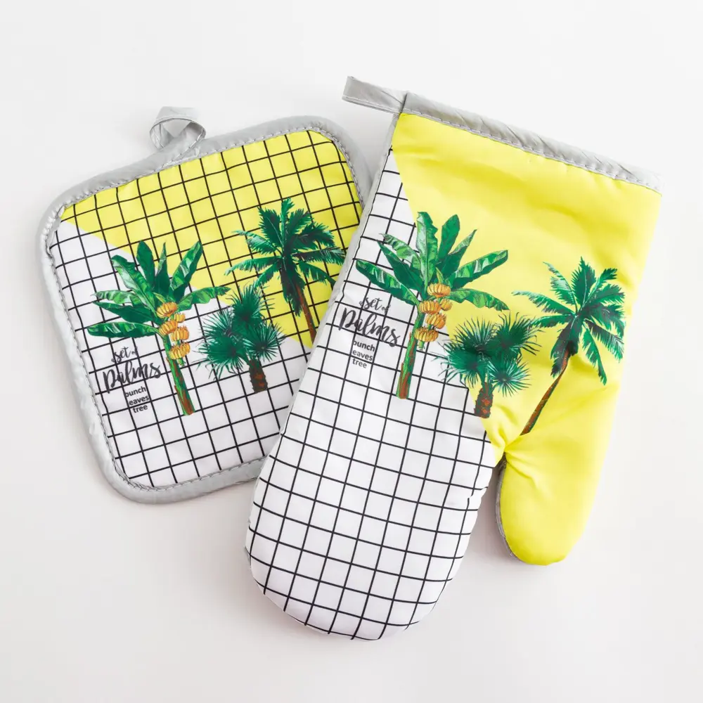 Фото 2 Прихватка Доляна Palms 17x17 см полиэстер цвет белый 2 шт Фото 2 Прихватка Доляна Palms 17x17 см полиэстер цвет белый 2 шт