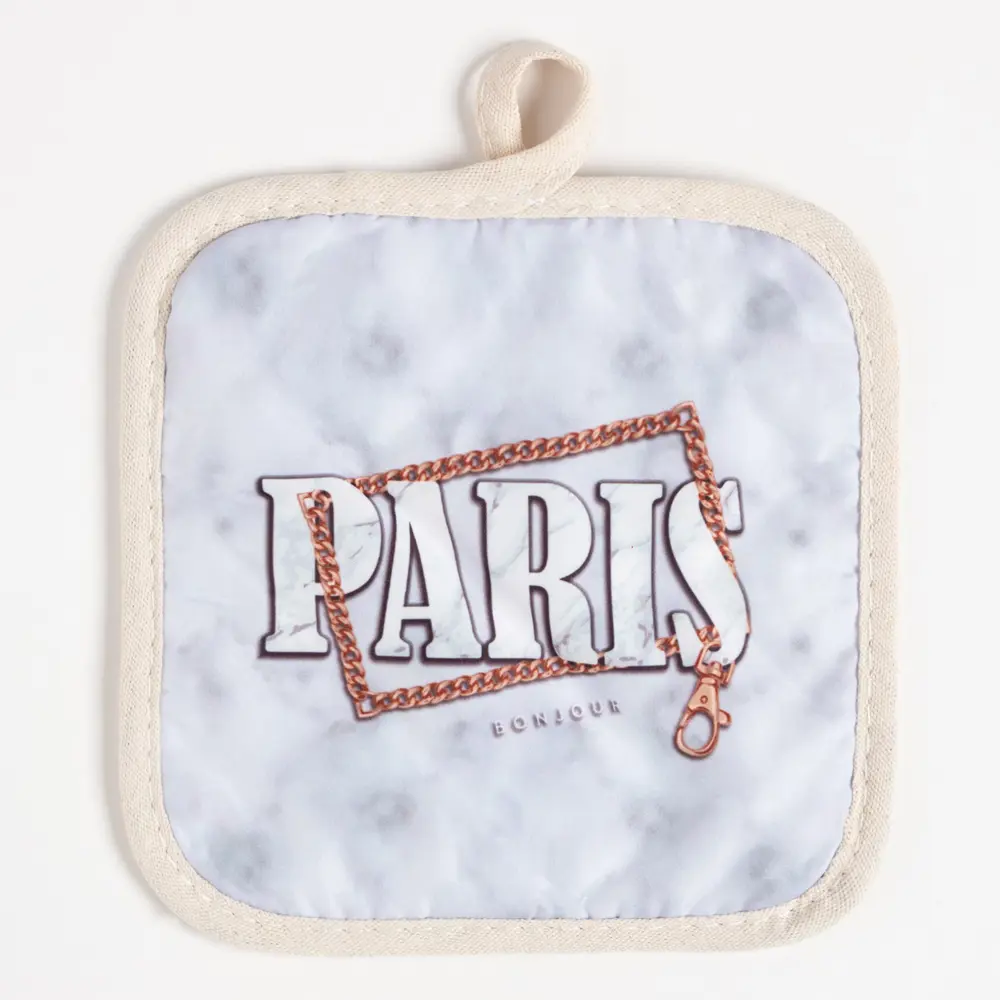 Фото 4 Прихватка Доляна Paris 17x17 см полиэстер цвет белый 2 шт