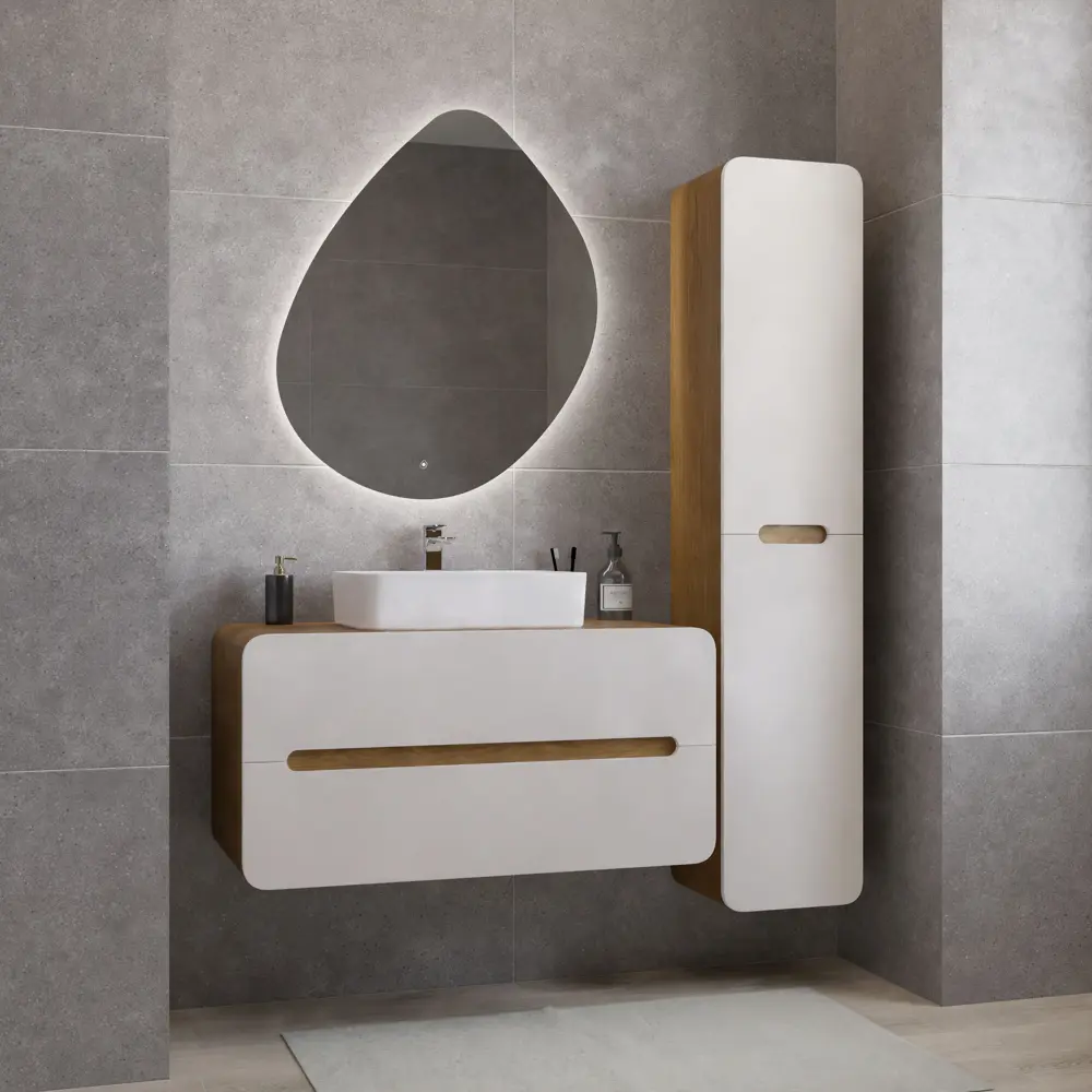 Фото 4 Пенал для ванной Окинава 35x170 см цвет белый/дерево