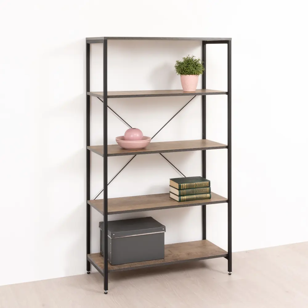 Фото Стеллаж с полками Моби 82.8x146x37 см ЛДСП цвет песочный нагрузка на полку до 5 кг