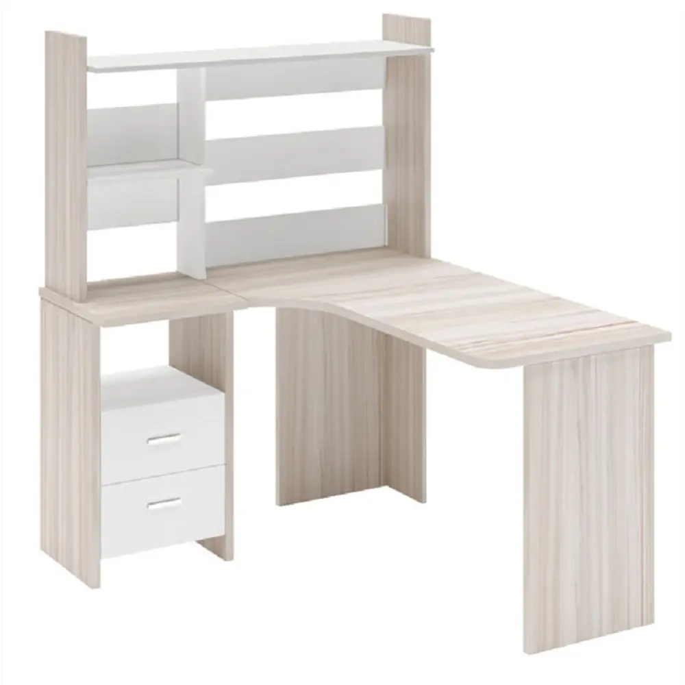 Фото Компьютерный стол Мэрдэс Скл-Угл130+Нкл-120 Кбе Прав 120x152x130 см ЛДСП цвет белый жемчуг/бежево-белый Фото Компьютерный стол Мэрдэс Скл-Угл130+Нкл-120 Кбе Прав 120x152x130 см ЛДСП цвет белый жемчуг/бежево-белый