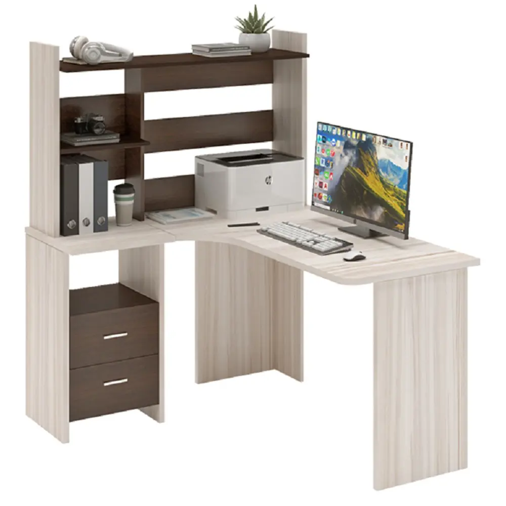 Фото 7 Компьютерный стол Мэрдэс Скл-Угл130+Нкл-120 Кбе Прав 120x152x130 см ЛДСП цвет белый жемчуг/бежево-белый Фото 7 Компьютерный стол Мэрдэс Скл-Угл130+Нкл-120 Кбе Прав 120x152x130 см ЛДСП цвет белый жемчуг/бежево-белый