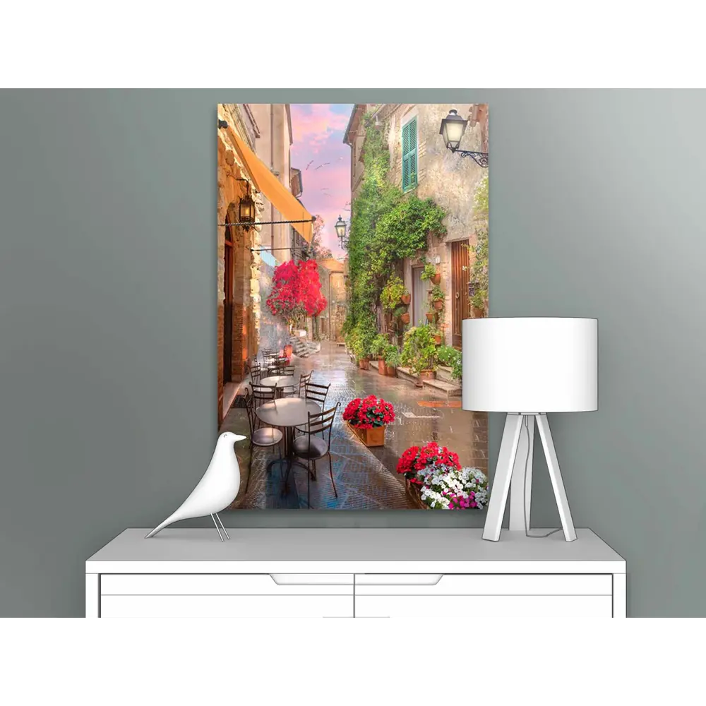 Фото Картина на деревянном подрамнике Первое ателье "Уличное кафе во время дождя" 90x60 см Фото Картина на деревянном подрамнике Первое ателье "Уличное кафе во время дождя" 90x60 см