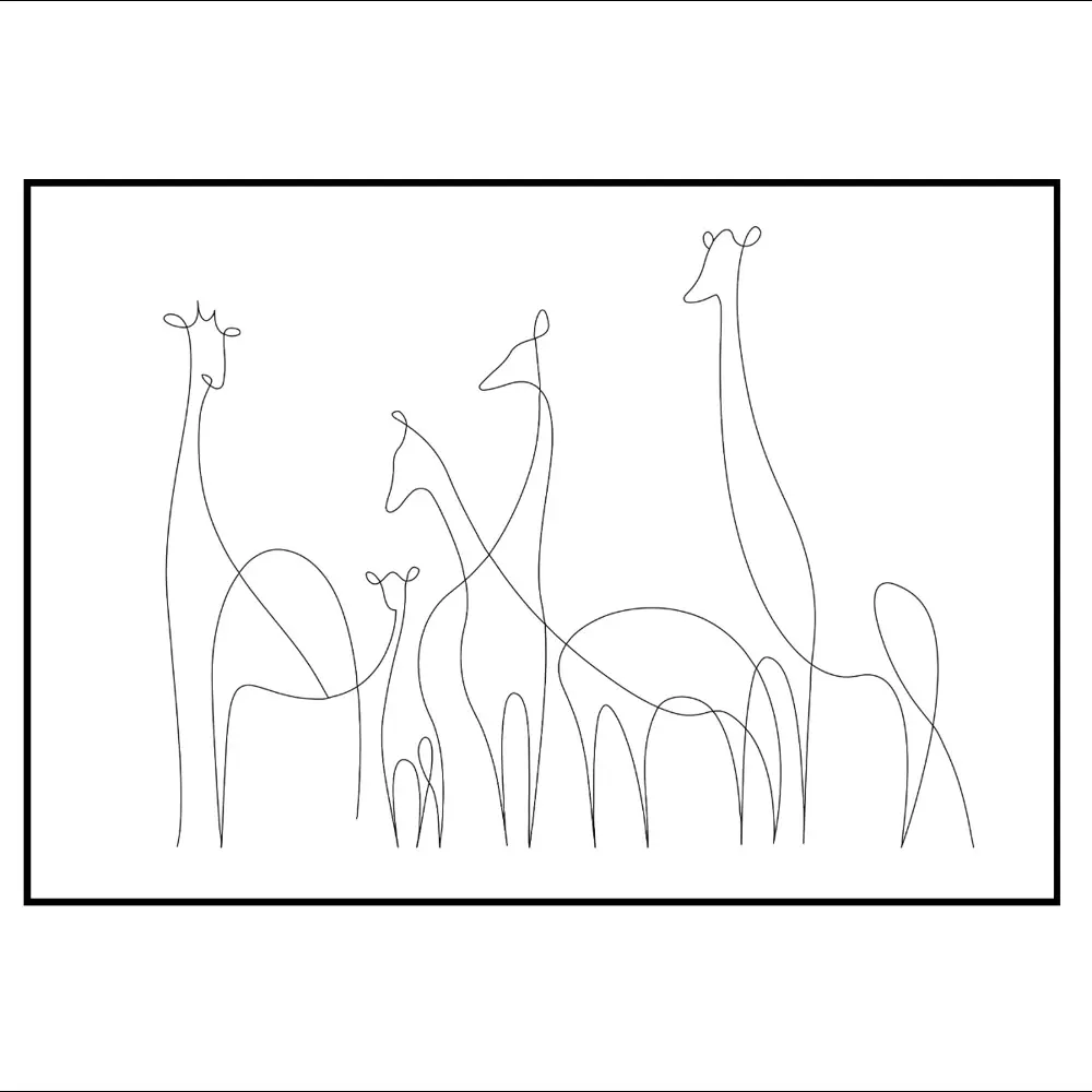 Фото 2 Постер 28 картин Жирафы Семья Непрерывный линейный силуэт 40x50 см в подарочном тубусе без рамы Фото 2 Постер 28 картин Жирафы Семья Непрерывный линейный силуэт 40x50 см в подарочном тубусе без рамы